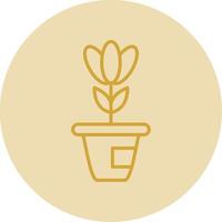 Plant Line Yellow Circle Icon vector