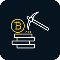 Bitcoin Mining Line Red Circle Icon vector