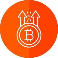 Bitcoin Rise Line Red Circle Icon vector