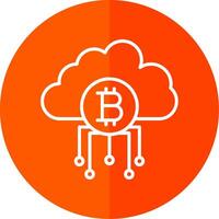 Cloud Bitcoin Line Red Circle Icon vector