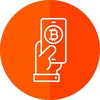 Pay Bitcoin Line Red Circle Icon vector