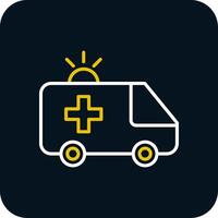 ambulancia línea amarillo blanco icono vector