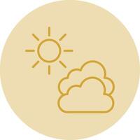 Clouds Line Yellow Circle Icon vector