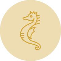 Seahorse Line Yellow Circle Icon vector