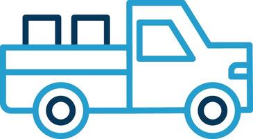 Pickup Truck Line Blue Two Color Icon vector