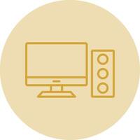 Desktop Computer Line Yellow Circle Icon vector