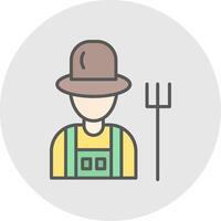 Farmer Male Line Filled Light Icon vector