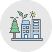 Green City Line Filled Light Icon vector