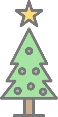 Christmas Tree Line Filled Light Icon