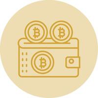 Bitcoin Wallet Line Yellow Circle Icon vector