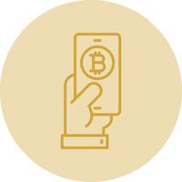 pagar bitcoin línea amarillo circulo icono vector