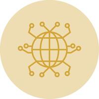 Global Networking Line Yellow Circle Icon vector