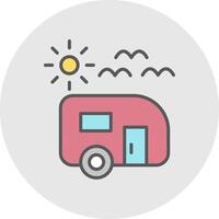 Trailer park Line Filled Light Icon vector