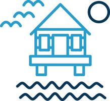 Beach Villa Line Blue Two Color Icon vector