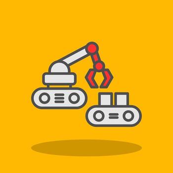 Robotic Produce Sorting Filled Shadow Icon vector