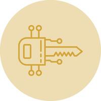 Digital Key Line Yellow Circle Icon vector