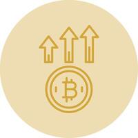 Bitcoin Up Line Yellow Circle Icon vector