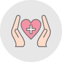 corazón cuidado línea lleno ligero icono vector