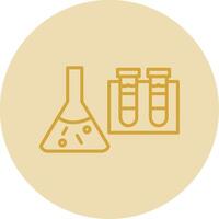 Science Beaker Line Yellow Circle Icon vector