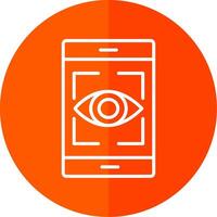 Eye Recognition Line Red Circle Icon vector