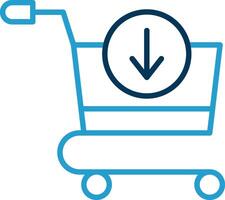 Add To Cart Line Blue Two Color Icon vector