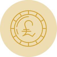 Pound Coin Line Yellow Circle Icon vector