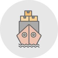 Embarcacion por mar línea lleno ligero icono vector