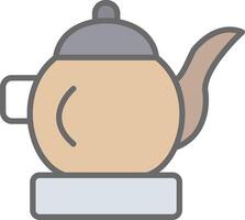 té maceta línea lleno ligero icono vector