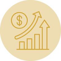 incrementar ventas línea amarillo circulo icono vector