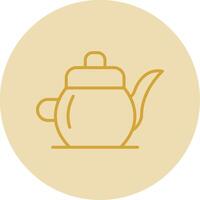 Tea Pot Line Yellow Circle Icon vector