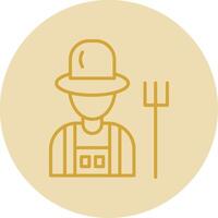 Farmer Male Line Yellow Circle Icon vector