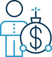 Debt Problems Line Blue Two Color Icon vector