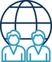 Global Management Line Blue Two Color Icon vector