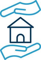 Home Insurance Line Blue Two Color Icon vector