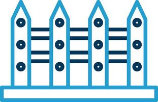 Fence Line Blue Two Color Icon vector