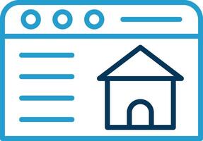 Real Estate Website Line Blue Two Color Icon vector
