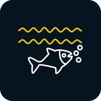 Fish Line Red Circle Icon vector