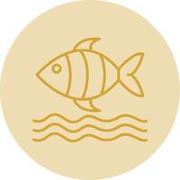 Sea Life Line Yellow Circle Icon vector