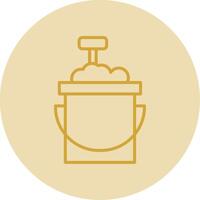 Sand Bucket Line Yellow Circle Icon vector