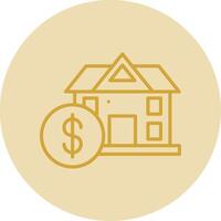 Home Value Line Yellow Circle Icon vector