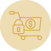 Secure OnLine Yellow Circle Shopping Line Yellow Circle Icon vector