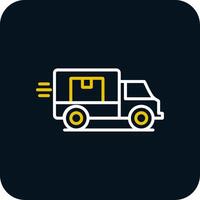 Delivery Truck Line Red Circle Icon vector