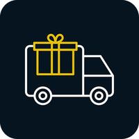Delivery Truck Line Red Circle Icon vector