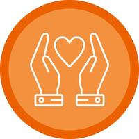 Hands Holding Heart Line Multi Circle Icon vector