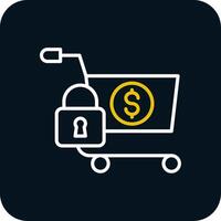 Secure OnLine Red Circle Shopping Line Red Circle Icon vector