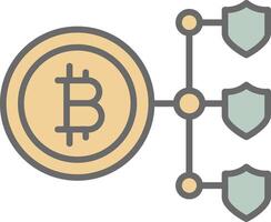 bitcoin blockchain línea lleno ligero icono vector