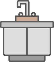 cocina lavabo línea lleno ligero icono vector