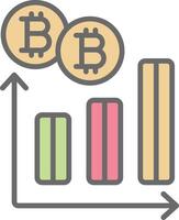 Bitcoin Graph Line Filled Light Icon vector