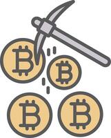 Bitcoin Mining Line Filled Light Icon vector