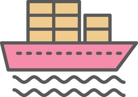 Container Ship Line Filled Light Icon vector